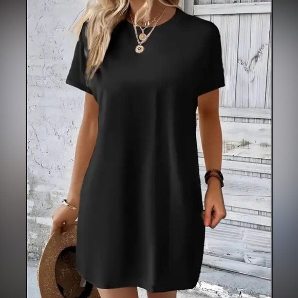 Veronica M Black T-Shirt Dress Size XS Made in USA Stretch Jersey - Picture 1 of 6